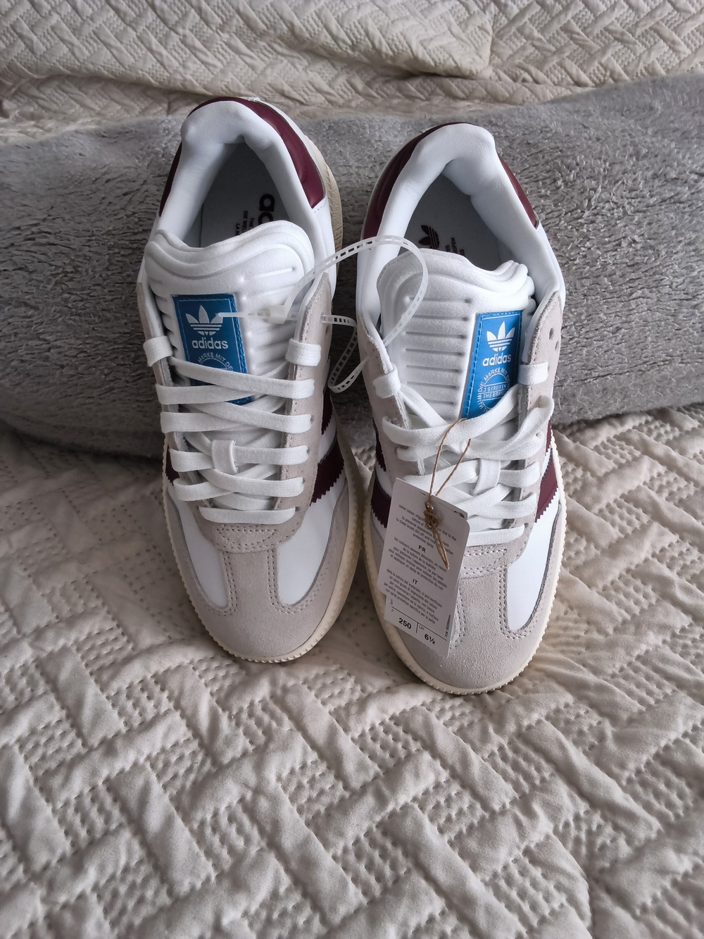 adidas White and Maroon Retro-Style Sneakers